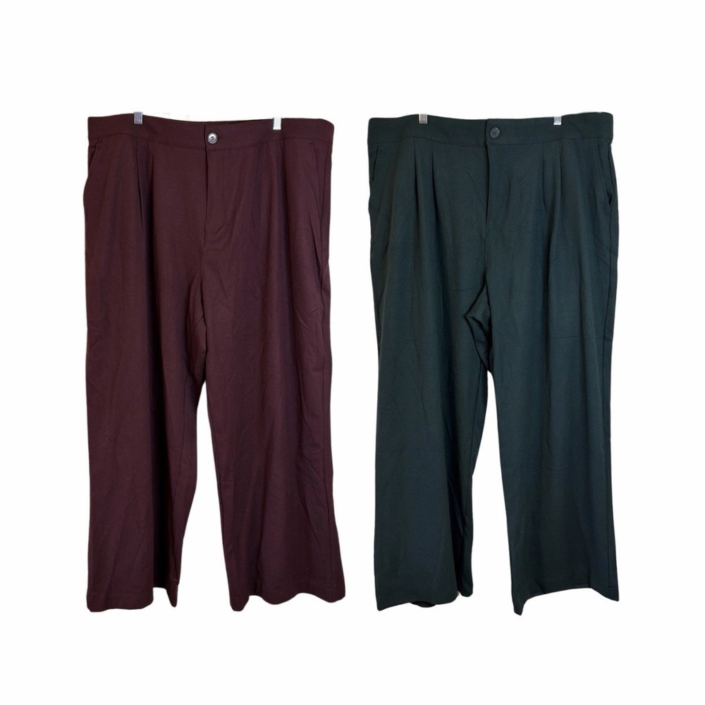 NWT Torrid Set Of 2 Women's Brushed Twill Wide Leg Pants Size 20R Maroon & Green